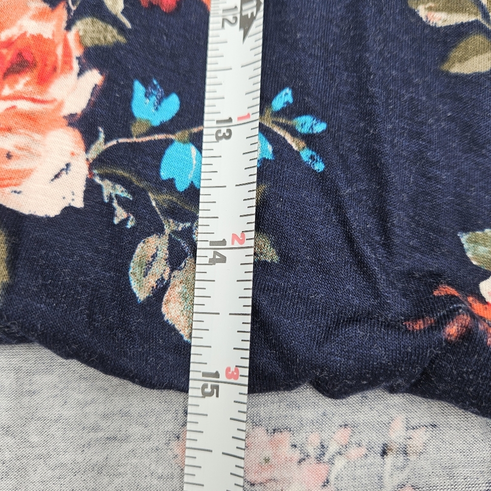 Beacon Women's Floral V-Neck Faux Wrap Blouse - Navy and Red  Size L - Picture 9 of 12